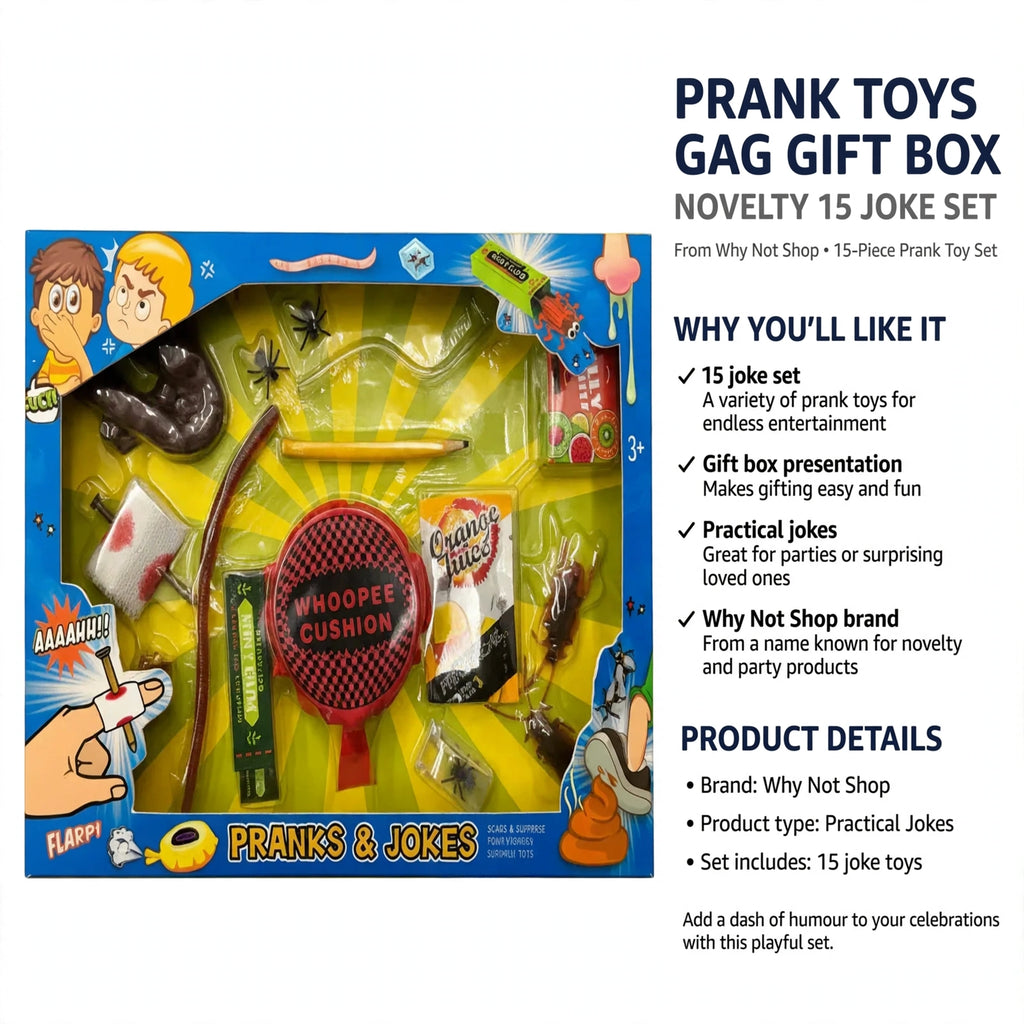 Prank Toys Gag Gift Box 15 joke set from Why Not Shop for practical jokes and gifting