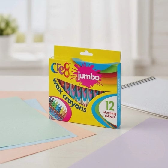 Cre8 Jumbo Wax Crayons - Assorted Colours Pack of 12
