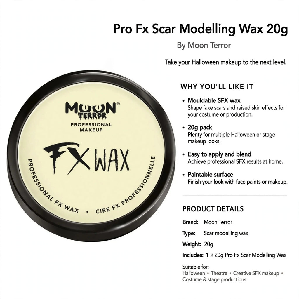 Pro Fx Scar Modelling Wax 20g suitable for creating scars and wounds with face paint