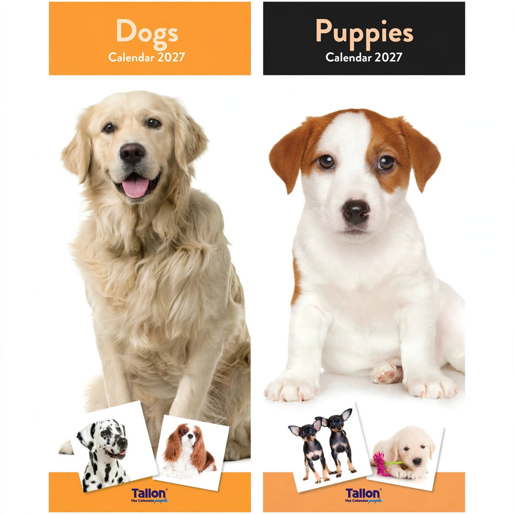 Puppies And Dogs Slim 2027 Calendar with dog-themed images and slim format