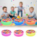 Set of six containers of bouncing putty in different colors.