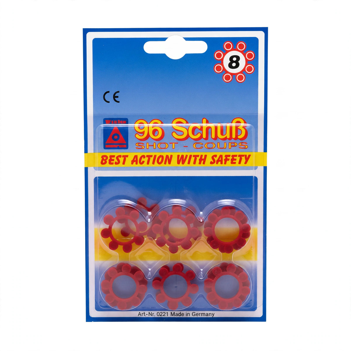 Red Cap Gun Rings pack with 8 vivid red rings for cap guns