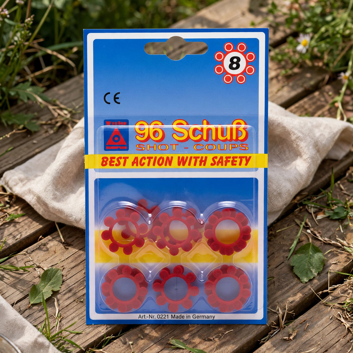 Red cap gun rings used during outdoor play or party activities