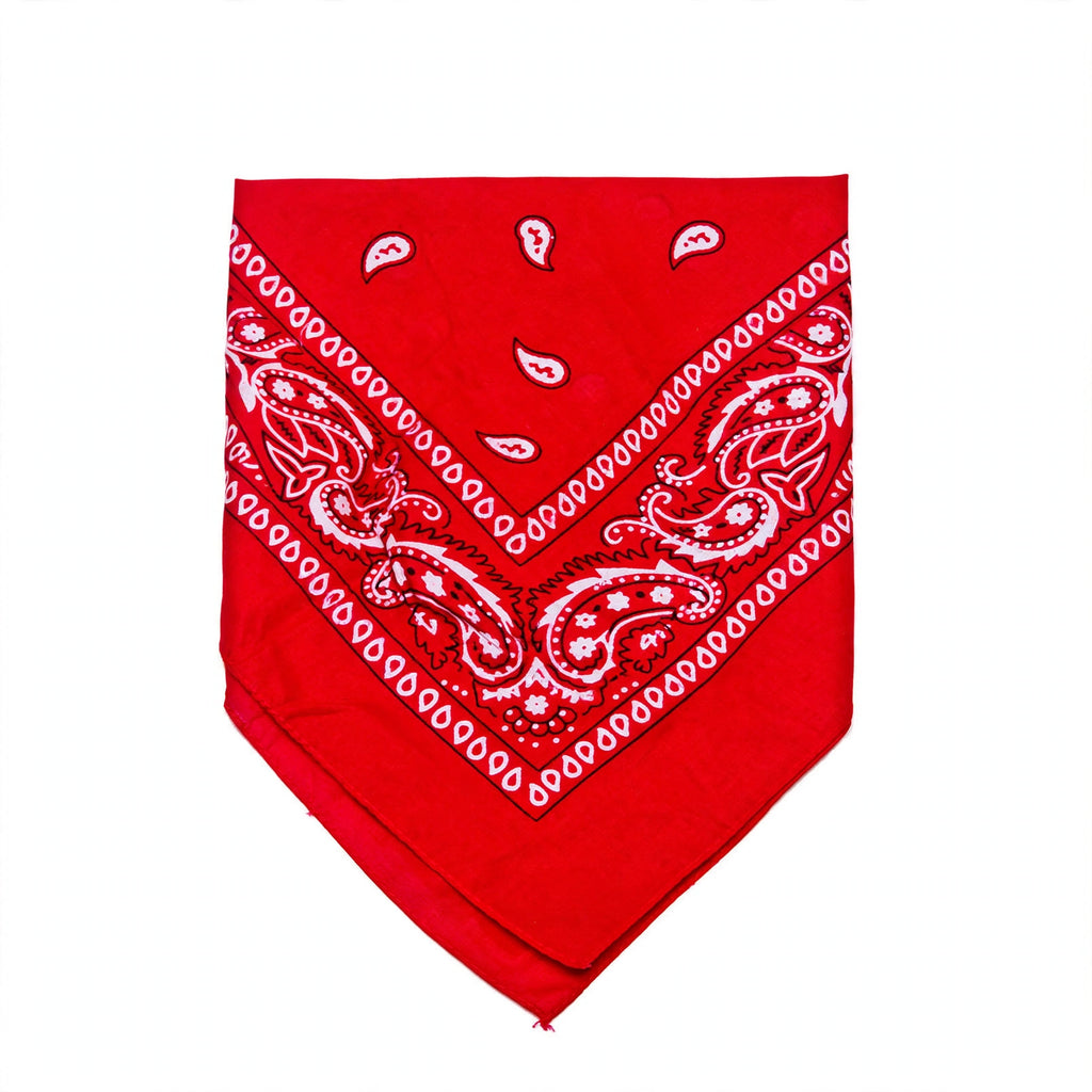 Red and white paisley bandana with Western style