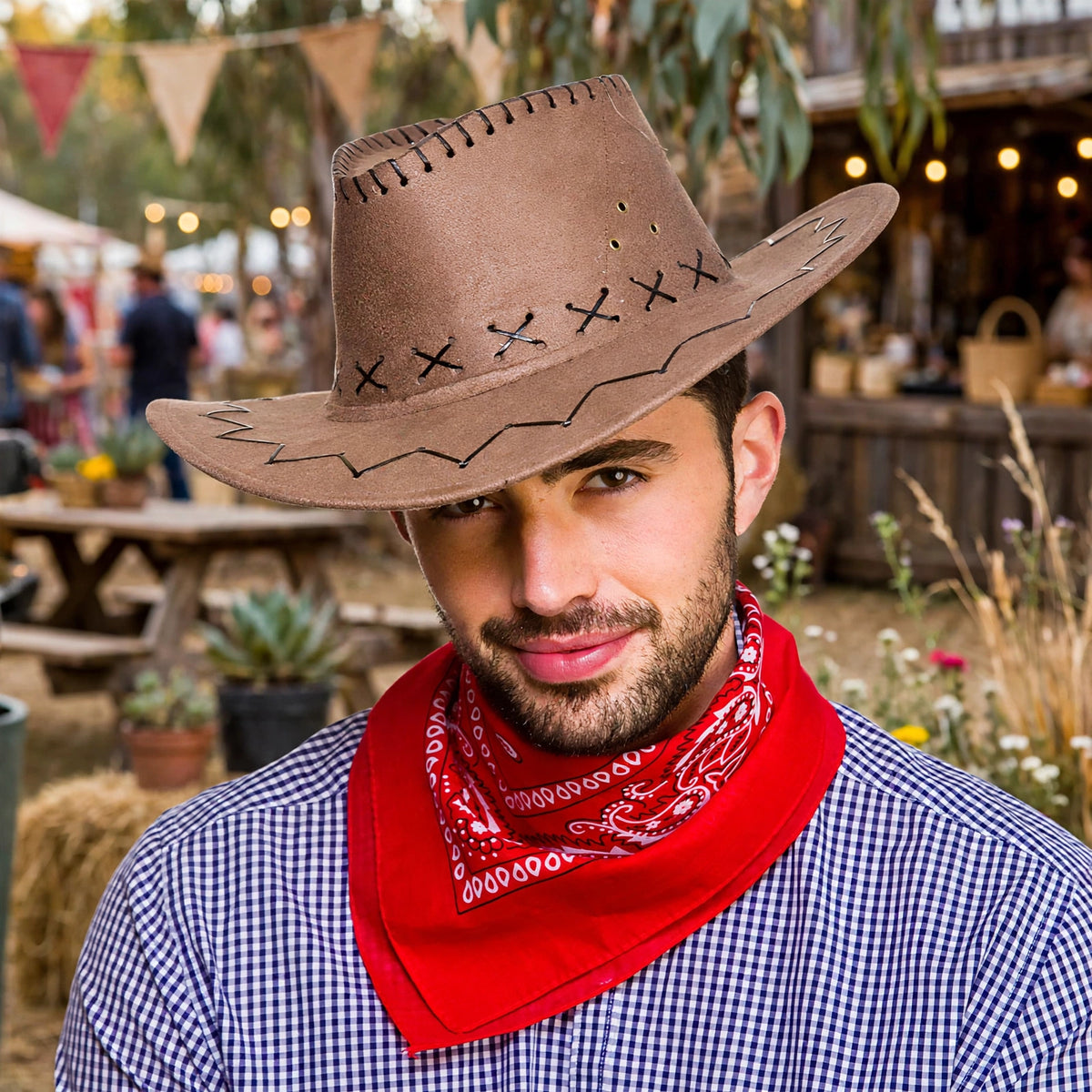 Bandana styled as neckerchief for Western or cowboy outfit
