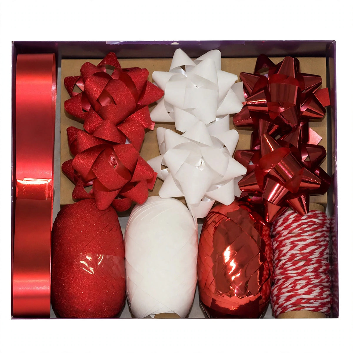 Red Bow and Ribbon Gift Wrapping Set by Designs by Violet with decorative bow and ribbon in red and white