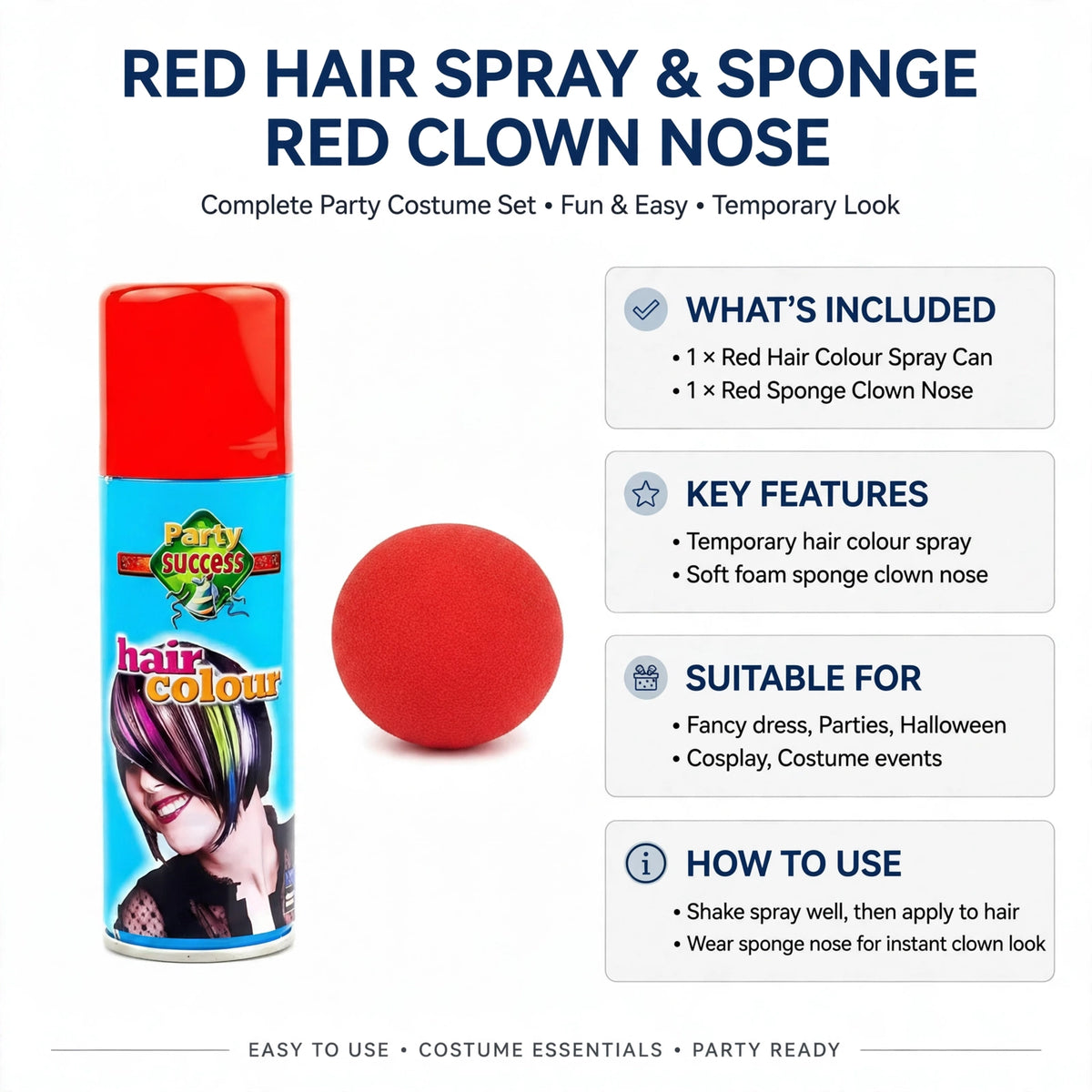 Red temporary hair colour spray that washes out after use