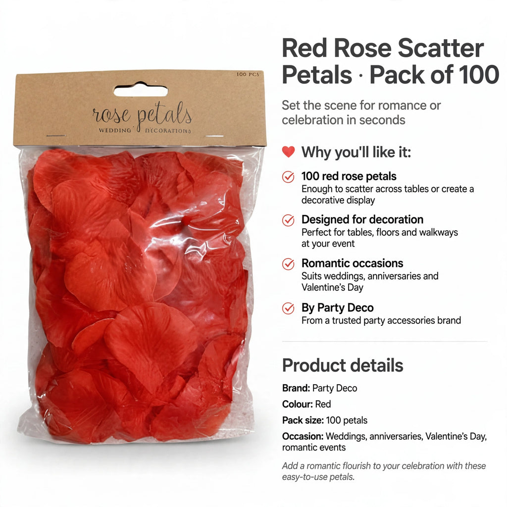 Pack of 100 red rose petals suitable for romantic occasions and celebrations