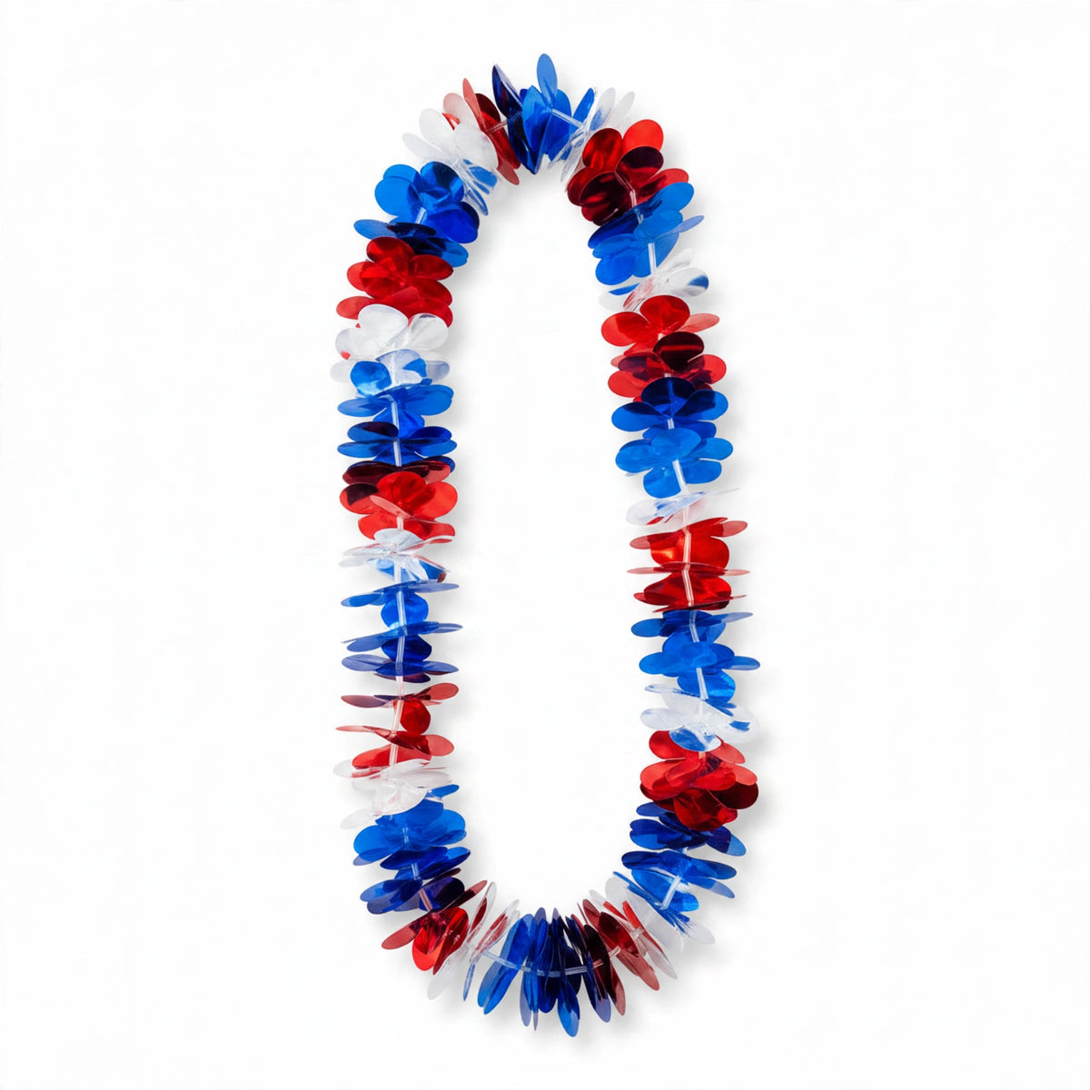 Metallic red white and blue Hawaiian lei