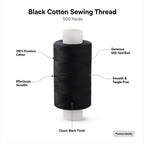 Black Cotton Sewing Thread 500 Yards