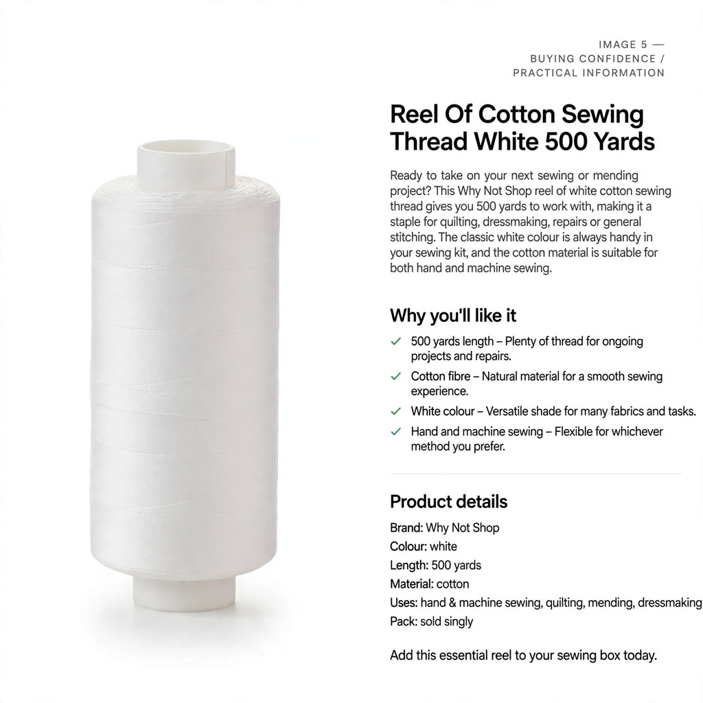 Cotton sewing thread suitable for quilting, mending, dressmaking, hand and machine sewing