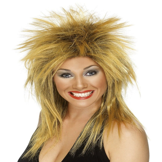 Womens 1980s Fancy Dress Long Ginger Spiky Mullet Wigs