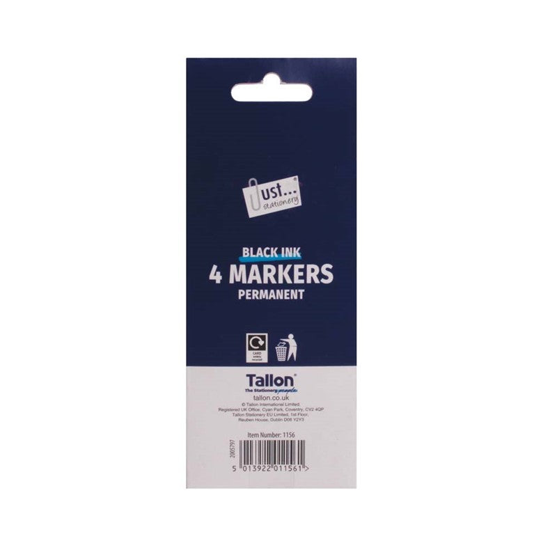 Tallon 4 Pack Black Permanent Markers Chisel Tip