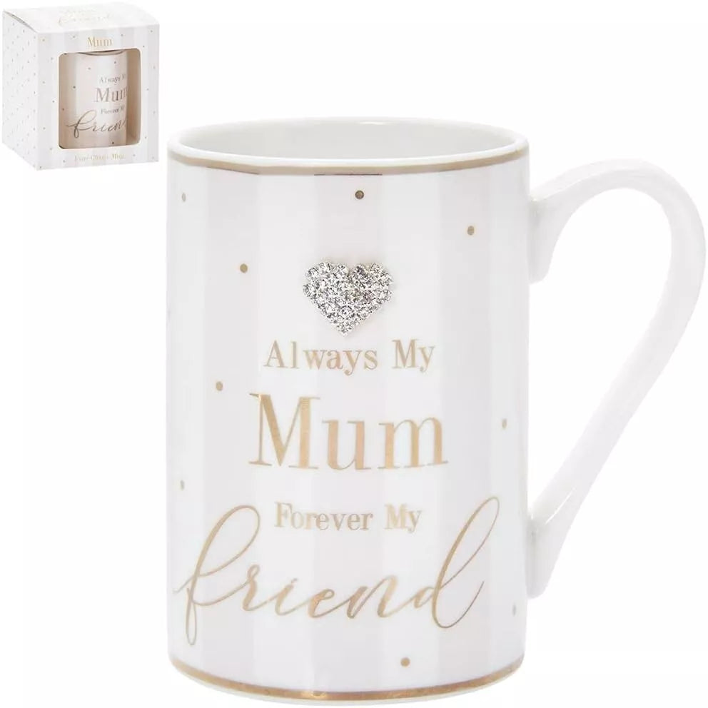 Mad Dots Mum Boxed Gift Mug Striped With Diamante Heart | Merthyr Tydfil | Why Not Shop Online