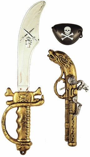 Henbrandt 3-Piece Pirate Set – Sword, Toy Gun & Eye Patch