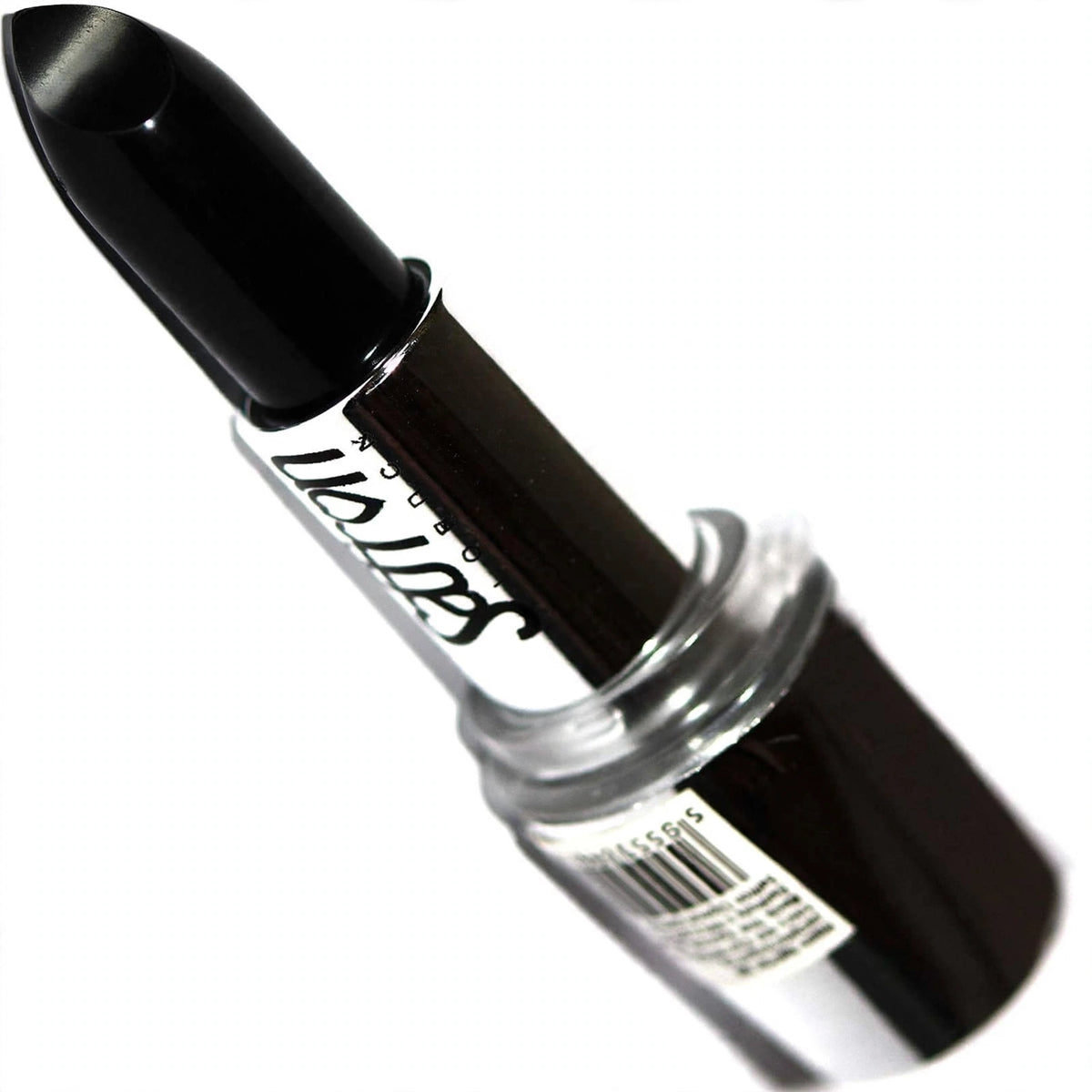 Close-up view of Saffron Black Lipsticks showing rich pigmented formula and lipstick bullet