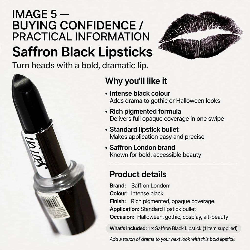 Saffron Black Lipsticks offering full opaque coverage and precise application