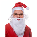 Deluxe Santa Hat with attached white curly hair, thick white beard, and gold-rimmed glasses