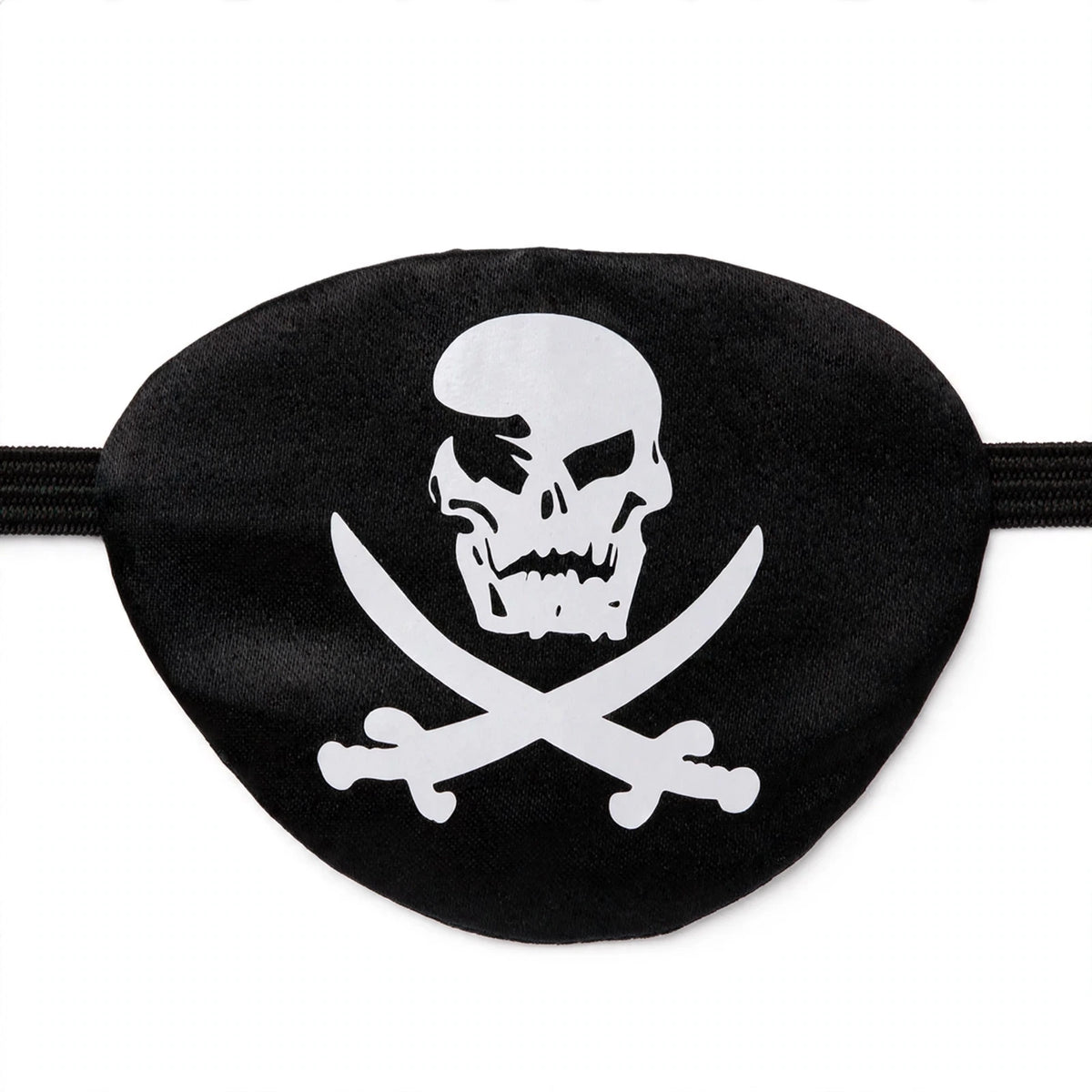 Close-up of Satin Pirate Eye Patch showing black and white satin material and elastic strap