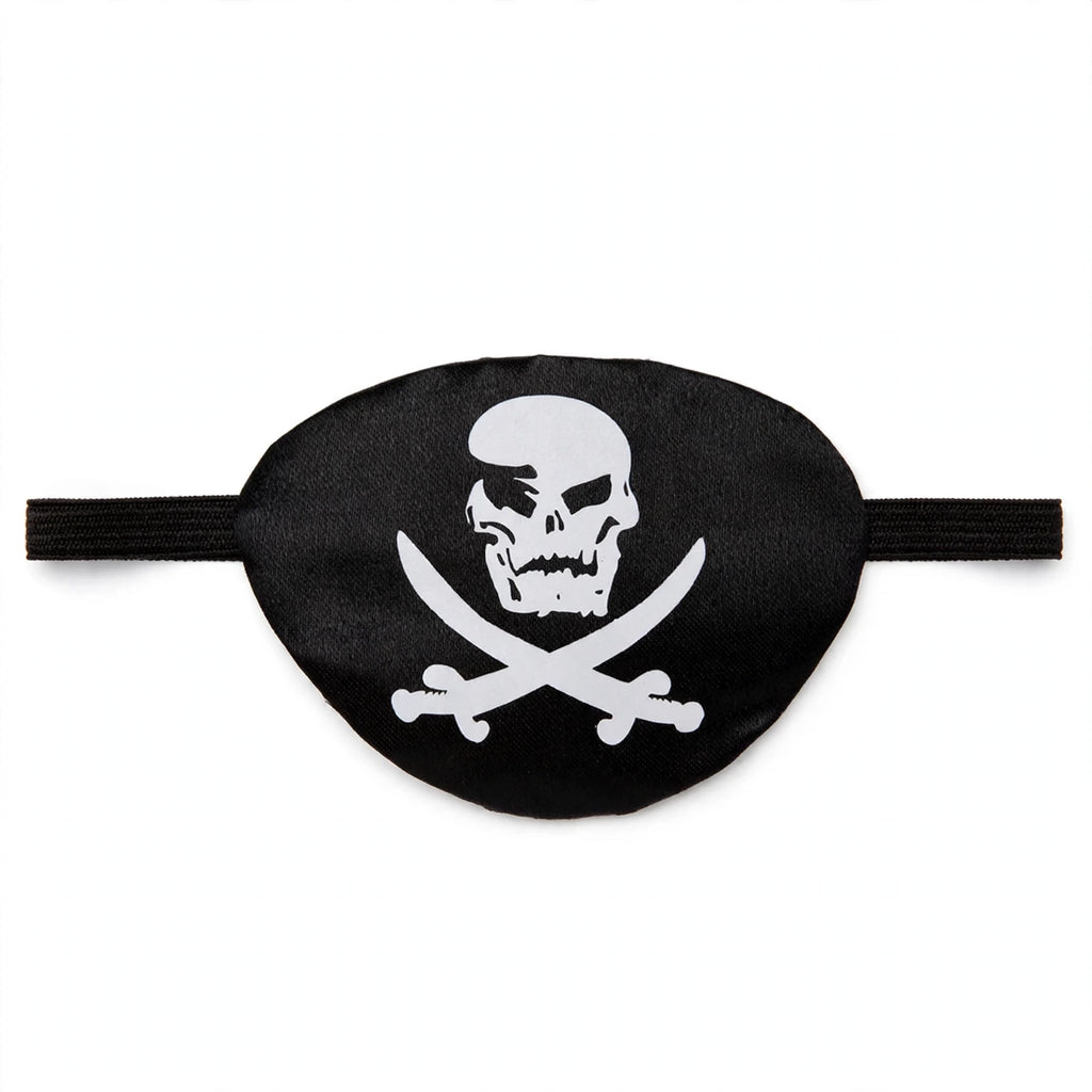 Satin Pirate Eye Patch Black and White with adjustable elastic strap