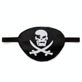 Satin Pirate Eye Patch Black and White with adjustable elastic strap