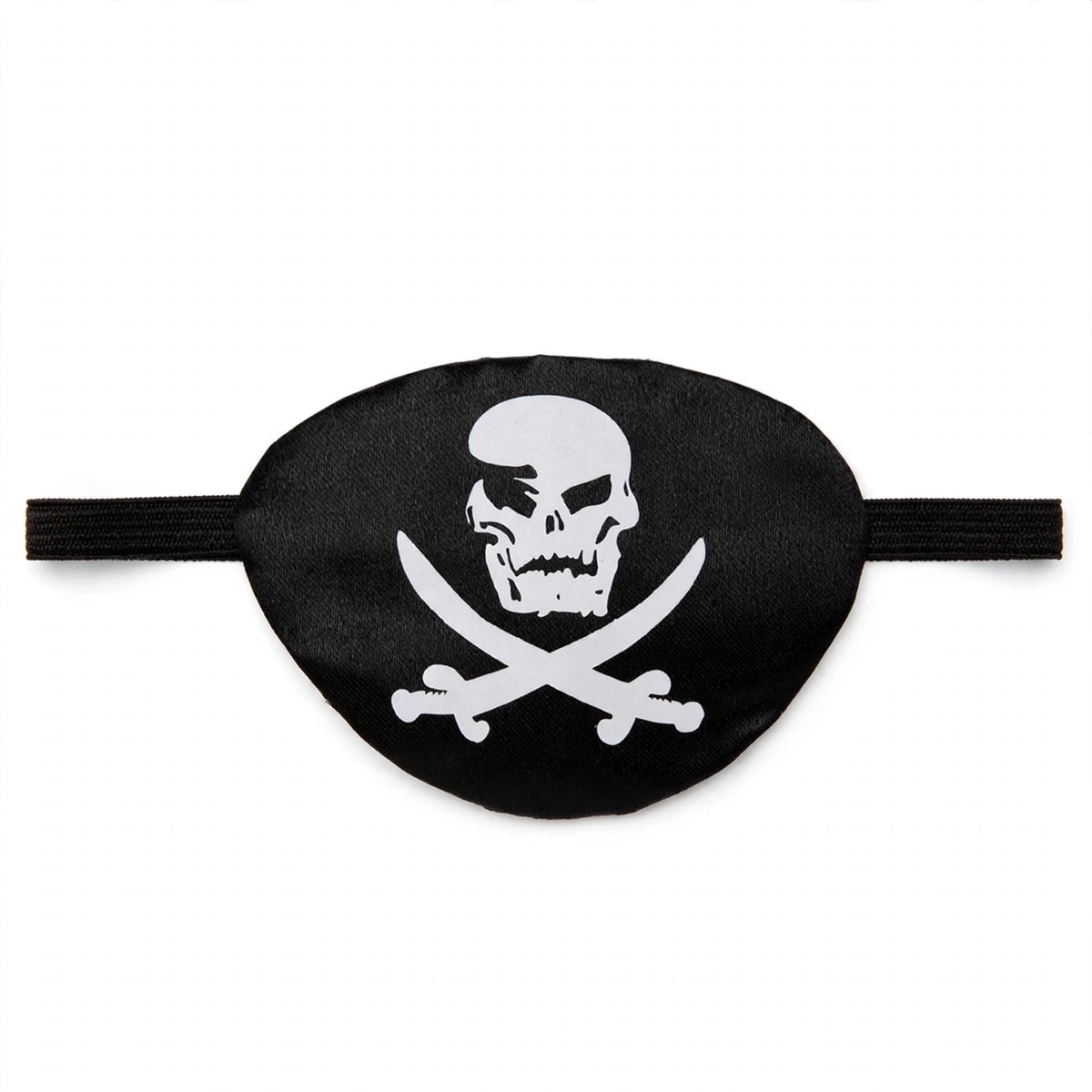 Satin Pirate Eye Patch Black and White with adjustable elastic strap