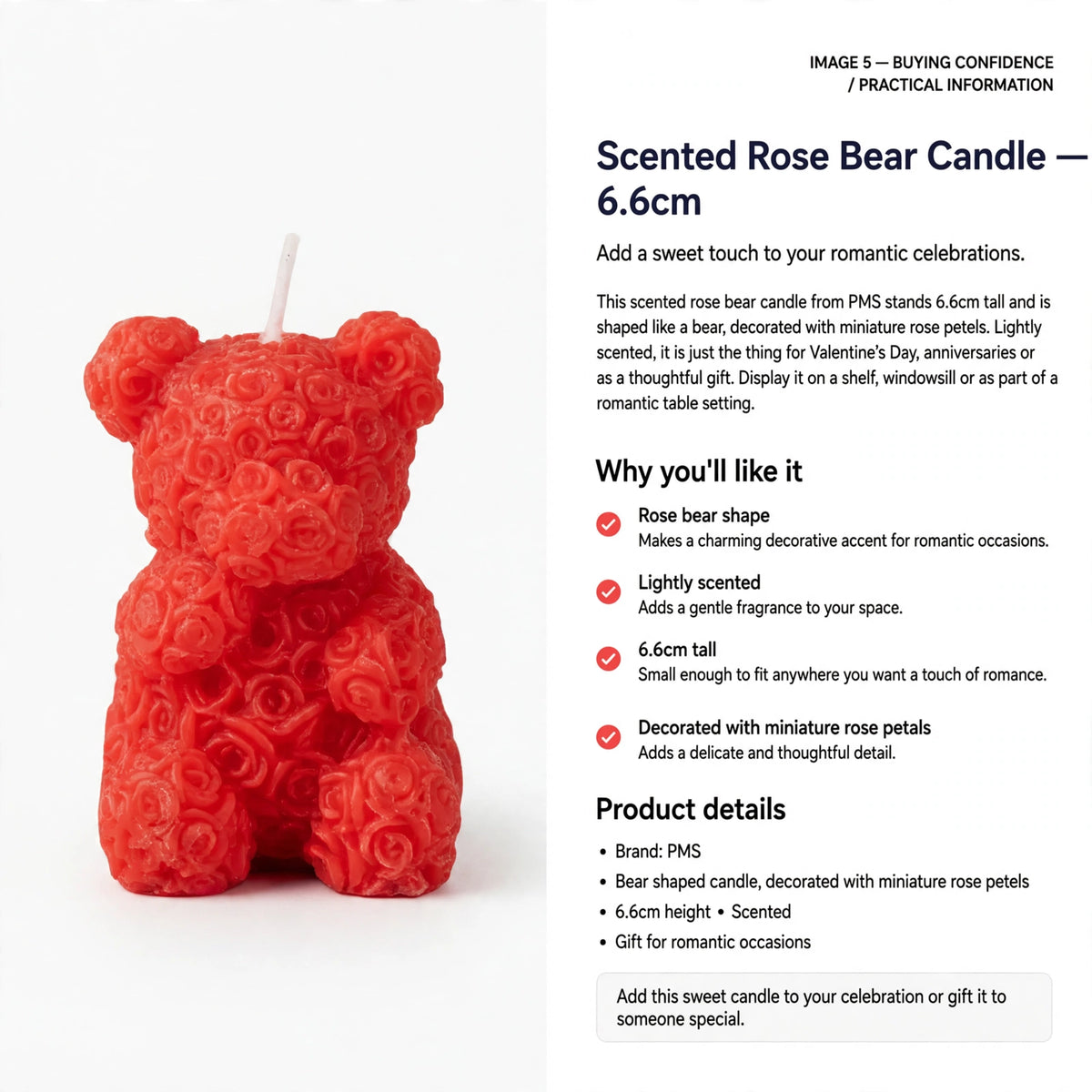 Scented rose bear candle suitable for romantic celebrations and gifting