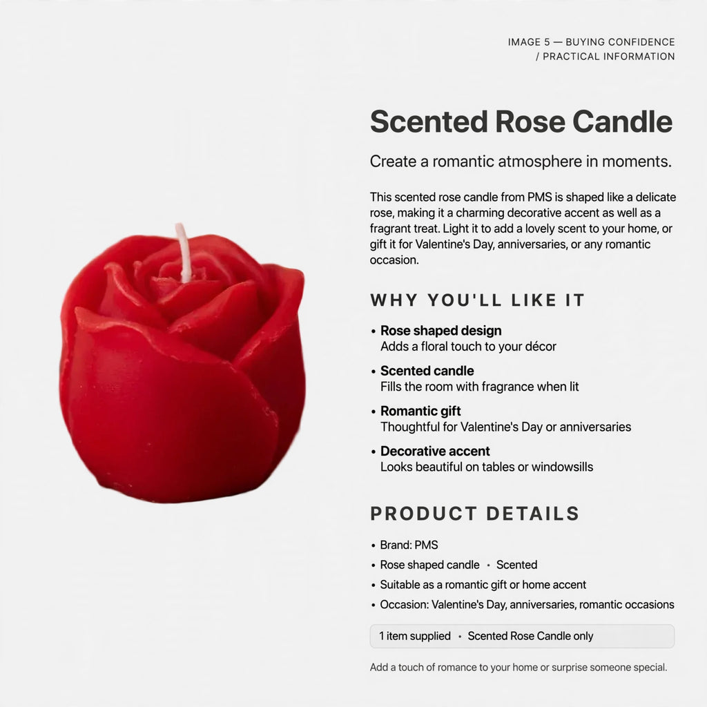 Scented rose candle suitable as a romantic gift or home accent