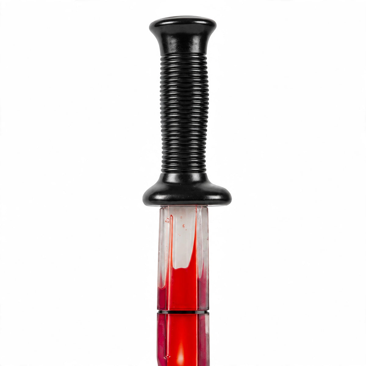 Close-up view of the Scream Ghost Face Bloody Knife showing the red liquid inside the plastic blade