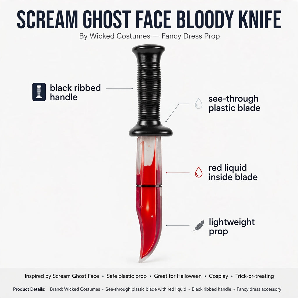 Infographic showing black ribbed handle, see-through plastic blade, and red liquid moving inside the blade
