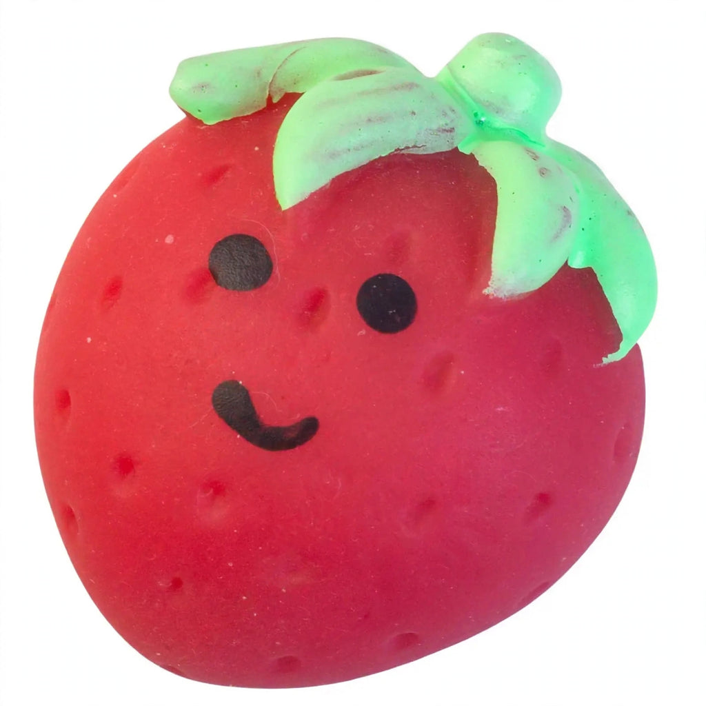 close-up view of Scrunchems Squishy Buddies Fab N Fruity single fruit-shaped squishy toy
