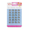 Sewing Box pack of 24 silver press studs in assorted sizes