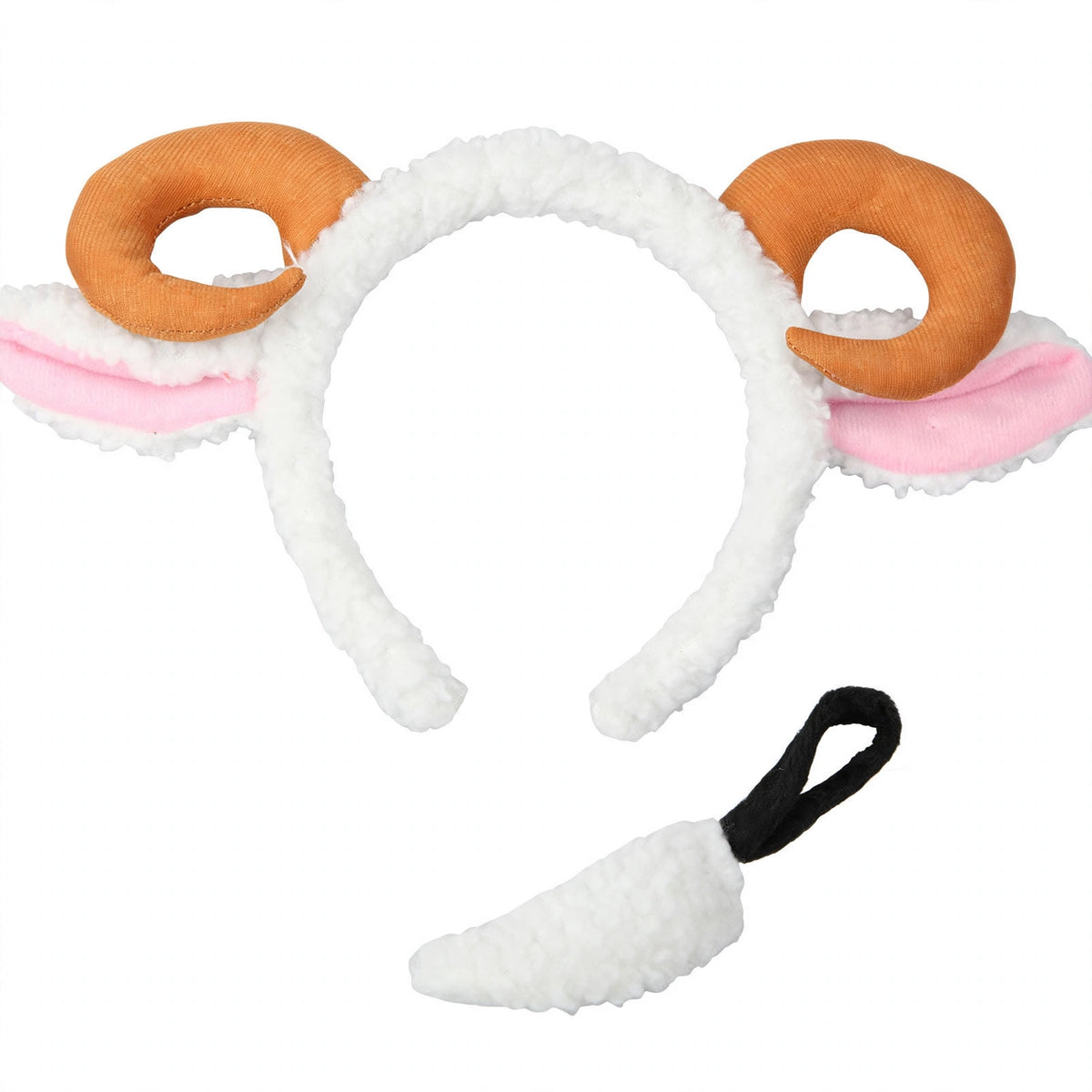 Close-up of sheep ears headband and tail from Sheep Fancy Dress Kit