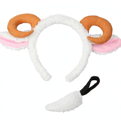 Close-up of sheep ears headband and tail from Sheep Fancy Dress Kit
