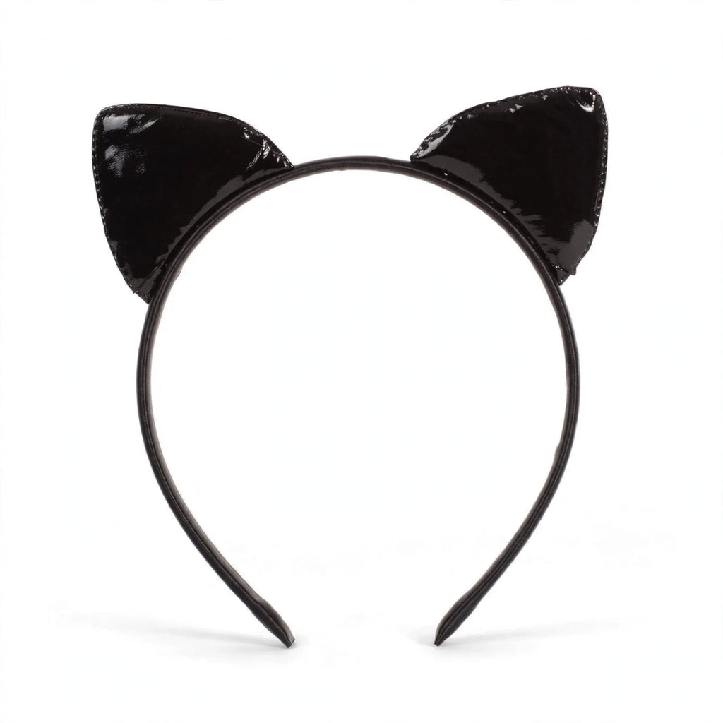 Shiny Black Cat Ears Headband with glossy black finish and classic cat-ear shape
