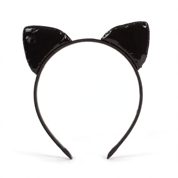 Shiny Black Cat Ears Headband with glossy black finish and classic cat-ear shape