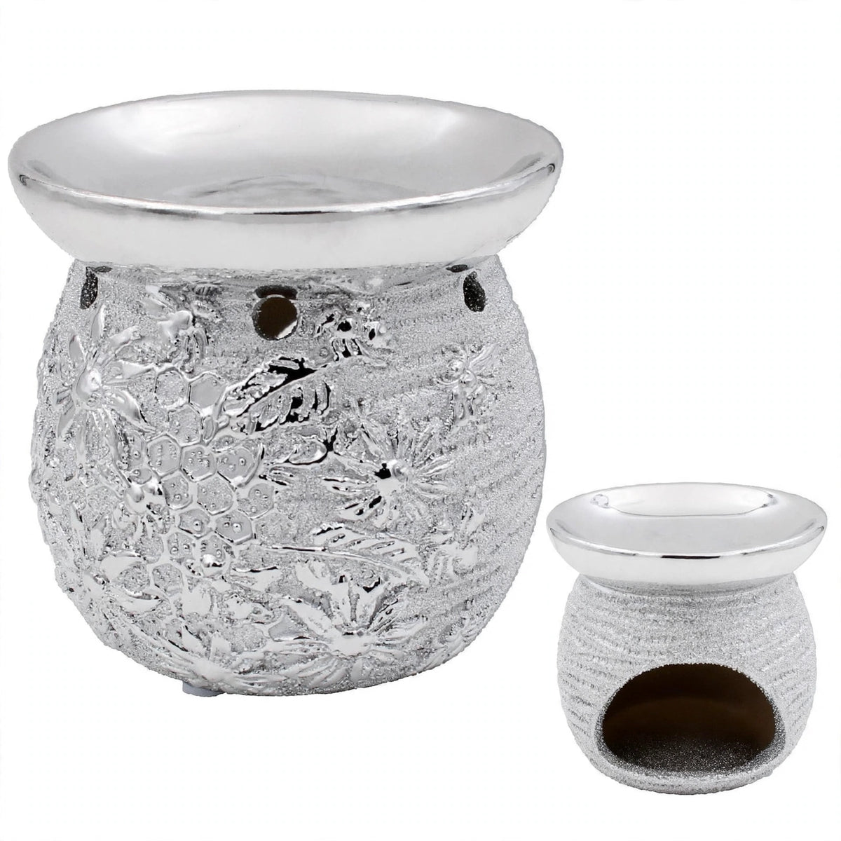 Silver Art Bees Wax Melt Oil Burner with bee motif design