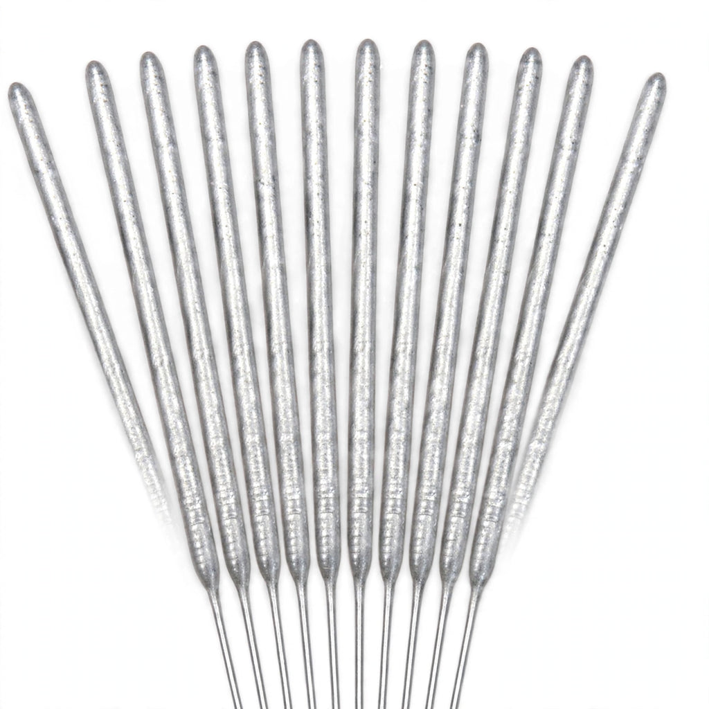 Close-up view of silver mini sparklers with straight design