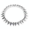 Silver Spike Punk Rocker Necklace with metal spike design and silver colour