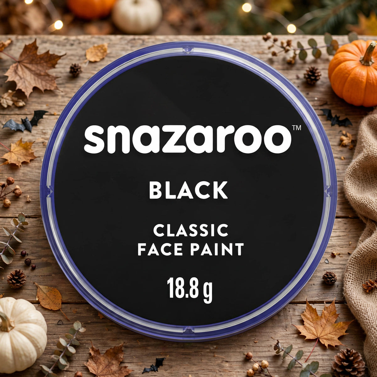 Snazaroo Classic Black Face Paint displayed in a Halloween costume setting