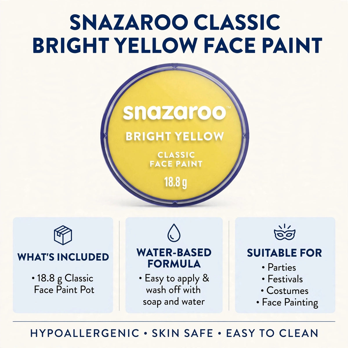 Practical information about Snazaroo Classic Bright Yellow Face Paint usage