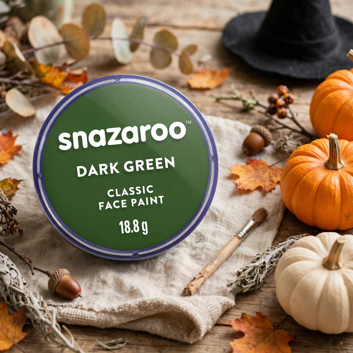 Snazaroo Classic Dark Green Face Paint used for a costume at a Halloween event