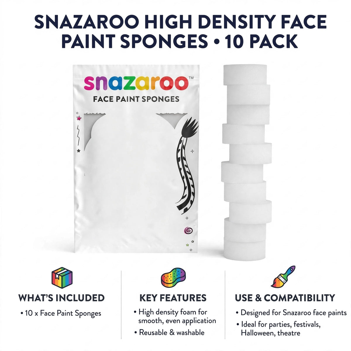 Information about Snazaroo High Density Face Painting Sponges for face painting