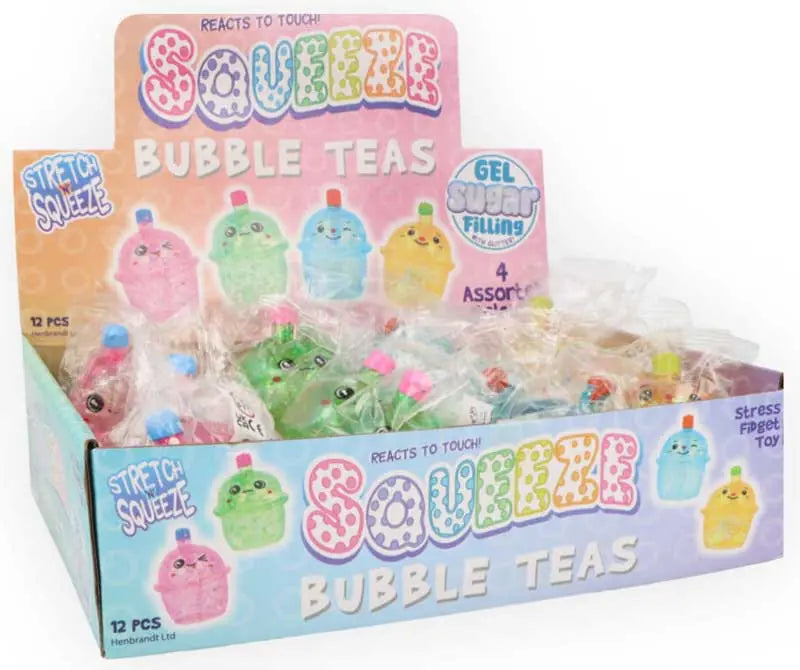 Stretch & Squeeze Bubble Tea Gel Toy Assorted Colours