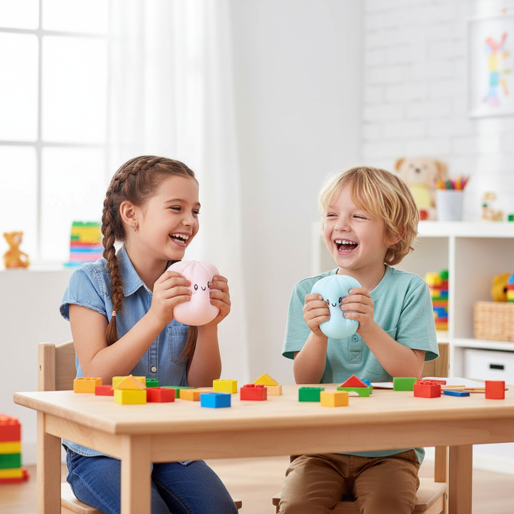 Squishy BAO Dumpling Toy – Two Children Playing