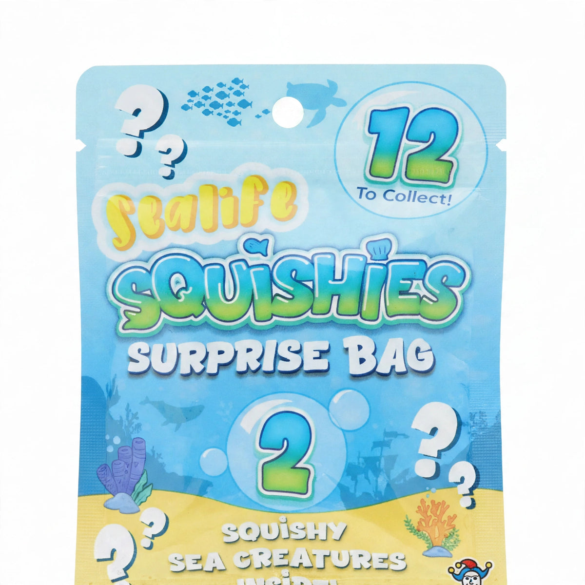 Close-up view of assorted ocean creature squishy fidget toys from the Squishy Sealife Surprise pack