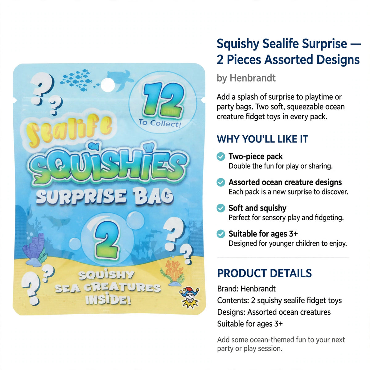 Information on suitability for ages 3 and up and use for sensory play and fidgeting
