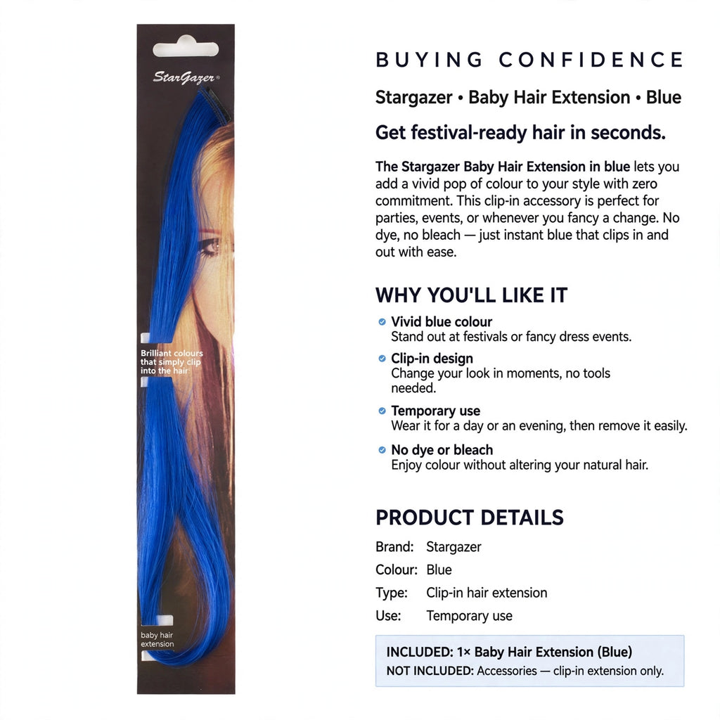 temporary blue hair extension that clips in without dye or bleach