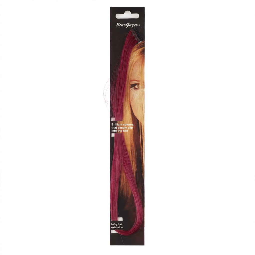 Stargazer Baby Hair Extension Flame with vivid orange-red colour clipped in hair
