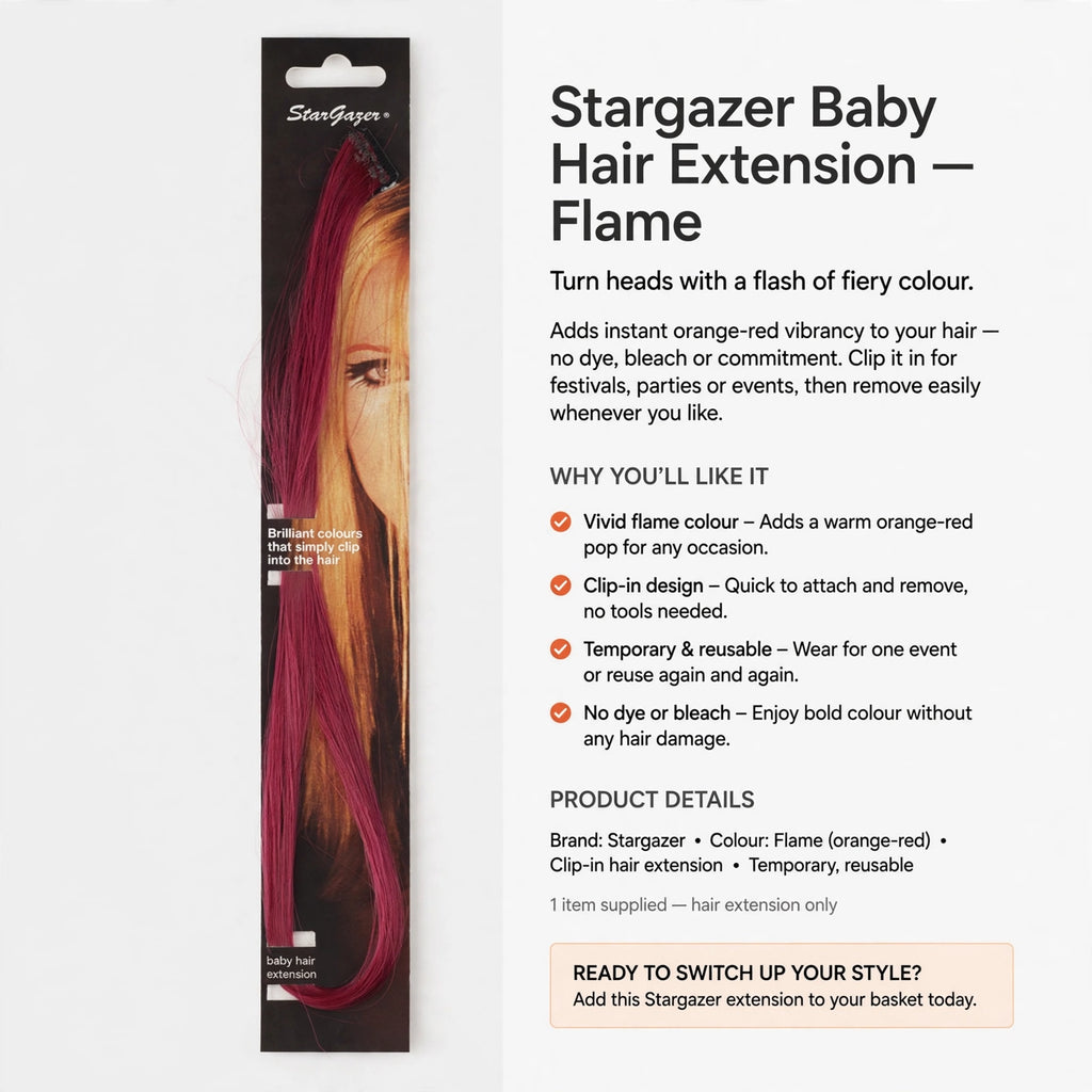 Information about temporary, reusable clip-in hair extension with no dye or bleach